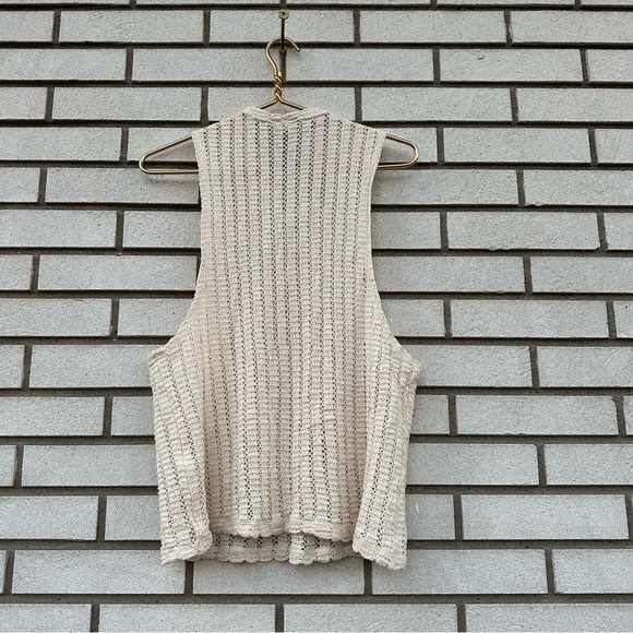 ASOS Design Cream Crochet Sleeveless Sweater Tank Boho Buttoned Cotton Festival - Picture 5 of 10